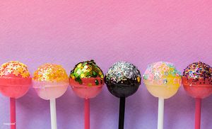 Closeup of different flovoured lollipop